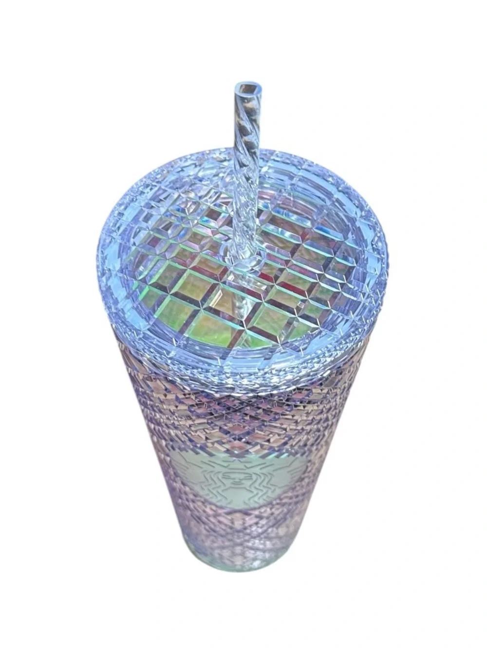 2022 Starbucks Iridescent Blue-Purple Diamond Tumbler with Straw